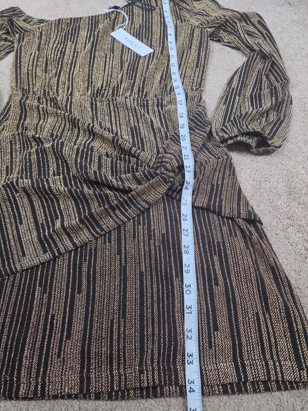 Gold One-Shoulder Party Dress - Picture 6 of 9